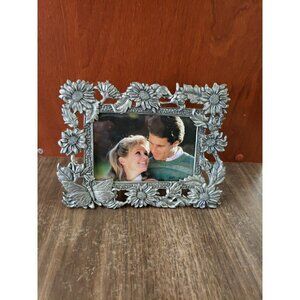 Sun Pewter Sunflowers And Butterfly Theme 5" X 7" Picture Horizontal Photo Frame